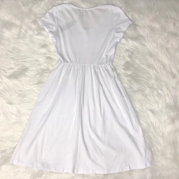 NEW OUGES Women’s V Neck Button Down Dress & Pockets Sz M - Picture 8 of 8